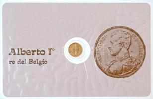 DN I. Albert jelzetlen modern mini Au pénz, lezárt, eredeti műanyag tokban (0.333/10mm) T:BU ND Albert I modern mini Au coin without hallmark, in sealed plastic case (0.333/10mm) C:BU