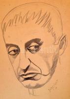 Scheiber jelzéssel: Férfi arc. Ceruzal, papír, hajtásnyommal, lap szélénél sérült, 40,5x30,5 cm