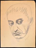 Scheiber jelzéssel: Férfi arc. Ceruzal, papír, hajtásnyommal, lap szélénél sérült, 40,5x30,5 cm
