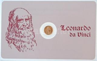 DN Leonardo da Vinci jelzetlen modern mini Au pénz, lezárt, eredeti műanyag tokban (0.333/10mm) T:BU ND Leonardo da Vinci modern mini Au coin without hallmark, in sealed plastic case (0.333/10mm) C:BU