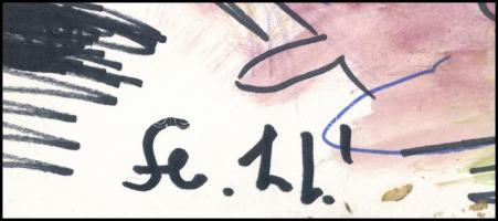 Fe. ll jelzéssel: Káosz. Vegyes technika, papír, 30x30 cm