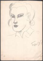 Fried jelzéssel: 2 db portré. Ceruza, papír, egyik foltos és sérült, 29,5x21 cm