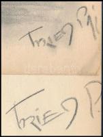 Fried jelzéssel: 2 db portré. Ceruza, papír, egyik foltos és sérült, 29,5x21 cm