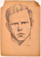 MCP jelzéssel: Arckép. Ceruza, papír, sérült, 43x30,5 cm