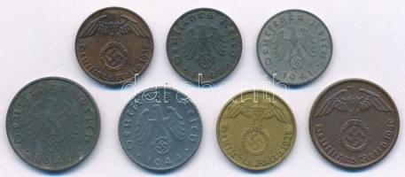 Német Harmadik Birodalom 1938-1941. 1pf (3x) + 1940. 2pf + 1938-1944. 5pf (2xklf) + 1941. 10pf T:2,2...