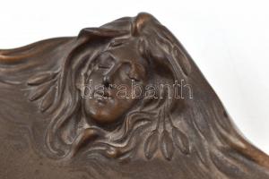 cca 1910 Szecessziós tintatartó üvegcsékkel, egyik alján csorba, 21,5x28,5, üvegcsék: 5,5x5,5 cm