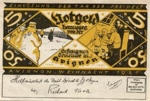 Franciaország/Avignon/német hadifogolytábori szükségpénz 1921. 5M/50Ctms T:II+