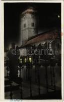 1942 Rozsnyó, Roznava; éjszakai felvétel, üzletek. Sajó-Vidék kiadása / street view at night, shops