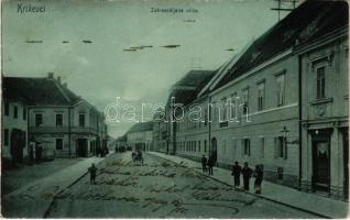 1909 Kőrös, Krizevac, Krizevci; Zakmardijeva ulica / utca, üzletek. Gust. Neuberg kiadása / street view, shops