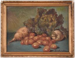 Bruck jelzéssel: Csendélet. Olaj, karton, sérült fa keretben, 17,5x23,5 cm