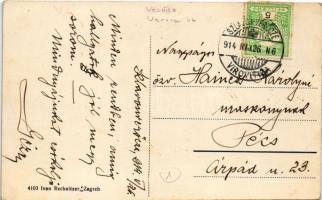 1914 Verőce, Virovitica; Skola / iskola / school + kétnyelvű bélyegző / bilingual cancellation
