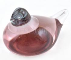 Üveg galamb, jelzés nélkül, sérült fonott fadobozban, 8x5 cm