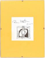 Romvári Márton (1975-): Cím nélkül. Toll, papír, jelzett és datált (Romvári Márton 2004), üveg mögöt...