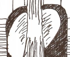 Romvári Márton (1975-): Cím nélkül. Toll, papír, jelzett és datált (Romvári Márton 2004), üveg mögöt...