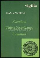 Hamvas Béla: Silentium. Titkos jegyzőkönyv. Unicornis. Bp., 1987, Vigilia. Első kiadás. Kiadói papír...