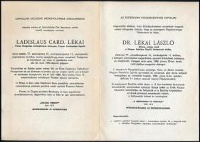 1986 Lékai László (1910-1986) esztergomi érsek, prímás, bíboros püspök halálozási értesítője