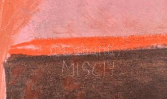 Misch Ádám (1935-1995): Tárgyak (konstruktivista kompozíció). Olaj, kréta, ceruza, farost, jelzett (...