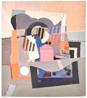 Misch Ádám (1935-1995): Csendélet (konstruktivista kompozíció). Olaj, kréta, ceruza, farost, jelzett...