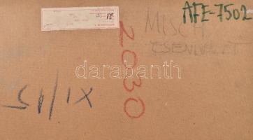 Misch Ádám (1935-1995): Csendélet (konstruktivista kompozíció). Olaj, kréta, ceruza, farost, jelzett...