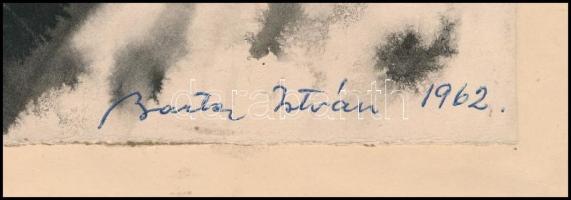 Barta István (1892-1976): Gesztus. Akvarell, papír, jelzett és datált (Barta István 1962), 21×30 cm