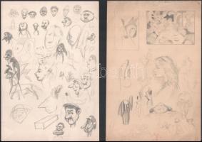 5 db plakát az Állami Bábszínház műsorairól, hátoldalán rajzok, 22,5x16 cm és 24,5x16,5 cm közötti m...