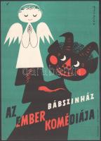 5 db plakát az Állami Bábszínház műsorairól, hátoldalán rajzok, 22,5x16 cm és 24,5x16,5 cm közötti m...