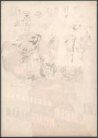 5 db plakát az Állami Bábszínház műsorairól, hátoldalán rajzok, 22,5x16 cm és 24,5x16,5 cm közötti m...