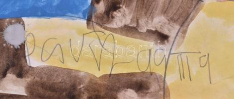 Csepeli Németh Miklós (1934-2012): Kompozíció, akvarell, papír, jelzett, szélein sérült, 15x45 cm