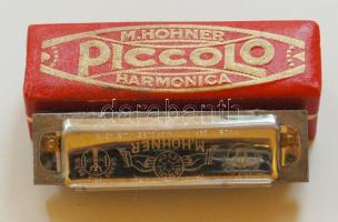 cca 1930 M. Hohner Piccolo márkájú A-s szájharmonika eredeti dobozban, új állapotban