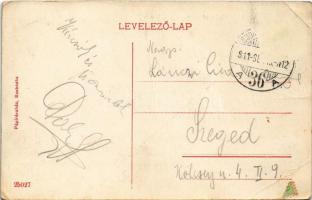 1911 Szabadka, Subotica; indóház, vasútállomás, lovas kocsi és hintó. Papíráruház kiadása 25027 / ra...