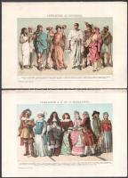 cca 1890-1912 7 db színes nyomat lexikonokból, viseletek, állatok, ausztráliai őslakók témában. lapméret: 17x25 és 19x27,5 cm közötti méretben