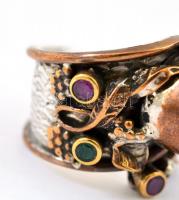 Ezüst(Ag) gyűrű, türkizzel, jelzett, méret: 56, bruttó: 13,34 g