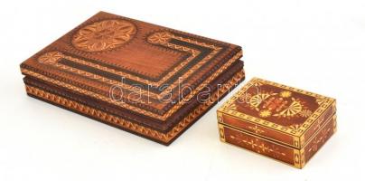 2 db faragott fa doboz, 10x13,5x5,5 cm, 20x30x6 cm