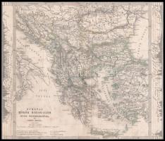 cca 1870 Európai Török Birodalom, Dunai Fejedelemségek és Görögország. 1:6.000.000. 20,5x20,5 cm. Jó állapotú.