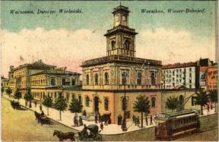 1915 Warszawa, Warschau, Warsaw; Dworzec Wiedenski / Wiener-Bahnhof / railway station, tram