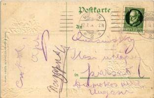 1914 München, Munich; Gruß vom Restaurant Platzl München! Der Knabe der das Alphorn blies / restaura...