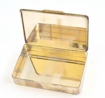 Ezüst(Ag) csíkozott tetejű doboz, jelzett, 10,5x15x2,5 cm, nettó: 331 g