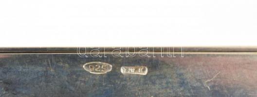 Ezüst(Ag) csíkozott tetejű doboz, jelzett, 10,5x15x2,5 cm, nettó: 331 g