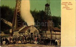 Moreni, Sonda Soc. Campina Moreni / oil field, oil well, oil rig, group of workers. Editura Ad. Maier & D. Stern No. 1236.