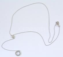 Ezüst(Ag) állítható hosszúságú nyaklánc, apró kövekkel, Pandora jelzéssel, max. h: 67 cm, bruttó: 7,...