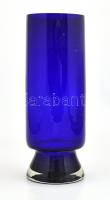 Kék színű üveg váza, hibátlan, m: 27,5 cm