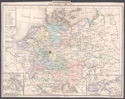 cca 1870 Németország kerületi beosztása I. Miksa alatt. Jausz, tört. Atlas 1. számából. Bécs, Hölzel E.22,5x29 cm.