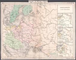 cca 1870 Északi és keleti Európa XVIII. század kezdetétől fogva. Jausz, tört. Atlas 6. számából. Bécs, Hölzel E. 22,5x29 cm.