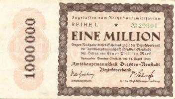 Német Birodalom/Weimari Köztársaság/Dresden-Neustadt 1923.8.14. 1000.000M (2x) klf széria T:II