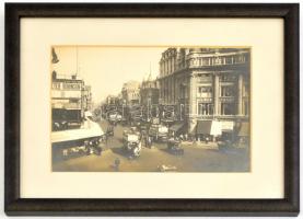 cca 1900-1910 London, Oxford Circus, fotó, üvegezett keretben, 12x17 cm