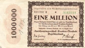 Német Birodalom/Weimari Köztársaság/ Dresden-Neustadt 1923.8.14. 1000.000M (3x) klf széria T:II,II/III