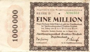 Német Birodalom/Weimari Köztársaság/ Dresden-Neustadt 1923.8.14. 1000.000M (3x) klf széria T:II,II/I...