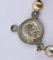 Ezüst(Ag) rózsafüzér, jelzett, szakadással, nettó: 18,62 g