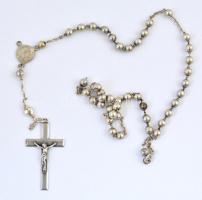 Ezüst(Ag) rózsafüzér, jelzett, szakadással, nettó: 18,62 g