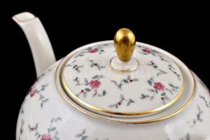 Seltmann virágmintás kávés készlet, 4 db csésze aljakkal + 1 db kiöntő, jelzett, matricás, apró kopá...